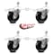 Service Caster 4 Inch Phenolic Swivel 1/2 Inch Threaded Stem Caster Set with Total Lock Brake SCC SCC-TSTTL20S414-PHR-121315-4 - alternate 3